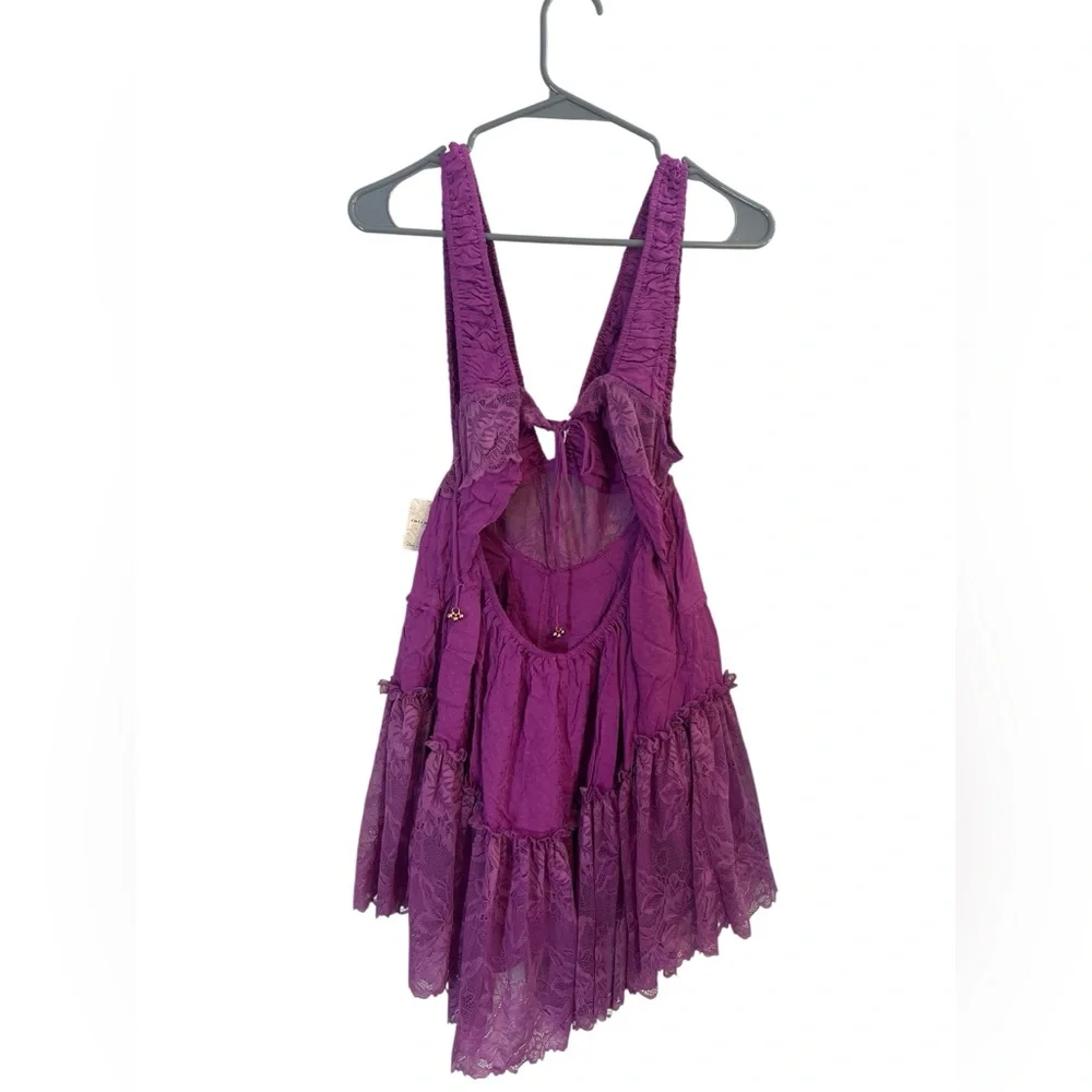 Free People Spring Fling Lace Romper Radiant Orchid Purple XS - Picture 10 of 14